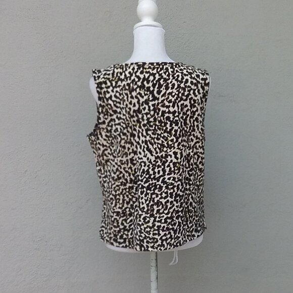 Cabi Top Women's Size Small Black Brown Tan Animal Print Knit Tank Top - Picture 4 of 5